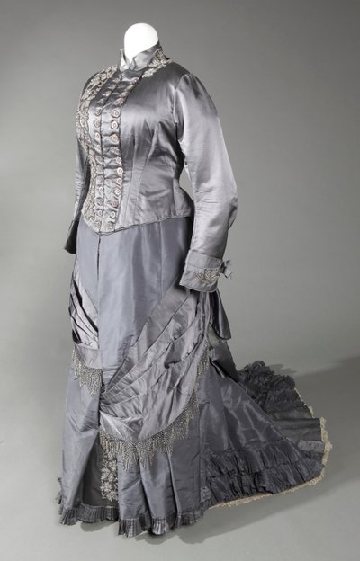 Three Piece Steel Gray Dress Includes Two Bodices and One Skirt. Worn by Eliza Albray Wessel in Cincinnati by Miss Galvin